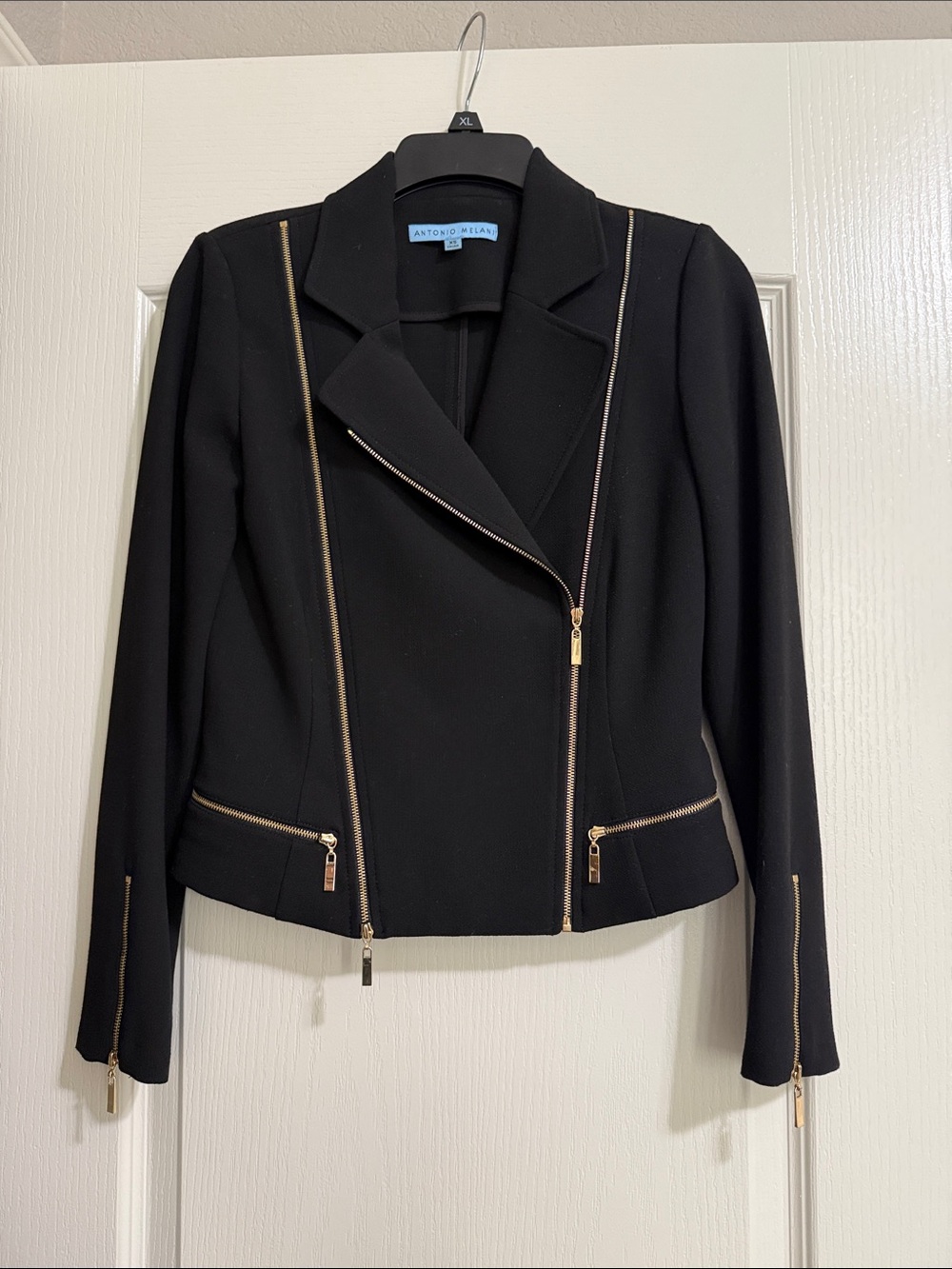 ANTONIO MELANI Black Blazer with Gold Zip Detailing